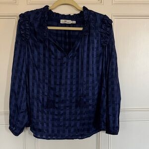 Vineyard Vines Navy Blue Checkered Women's Top